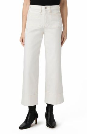 Paige Anessa Patch Pocket Ankle Wide Leg Jeans in Toasted Ecru at Nordstrom, Size 33