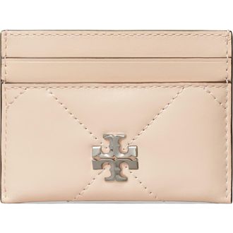 Tory Burch Kira Diamond Quilted Leather Card Case in Soft Pink at Nordstrom