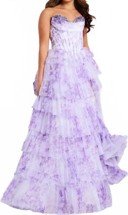 Jovani Strapless Ball Gown In Lilac