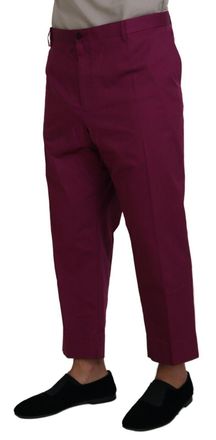 Dolce & Gabbana Mens Logo-Detailed Cotton Trousers Magenta Elastane
