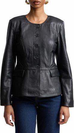 Bagatelle Peplum Leather Jacket in Black at Nordstrom, Size X-Small