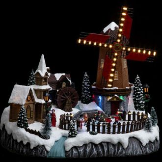 F&eacute;&eacute;ric Lights & Christmas F&eacute;&eacute;ric Lights And Christmas - Villaggio di natale sulla place du moulin con animazione musicale 59 led + trasformatore - Feeric lights & christmas