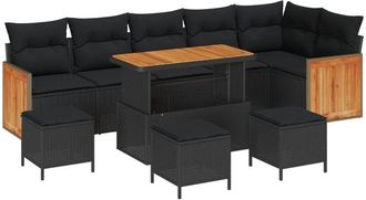 vidaXL Garden Sofa Set with Cushion 12 pcs Black Poly Rattan vidaXL
