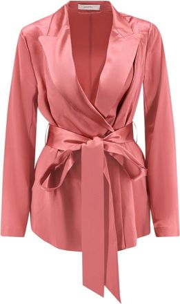 Joseph Joubert Zijde Double-Breasted Blazer - Dames - Blazers - Roze - XS - Leer - Jassen