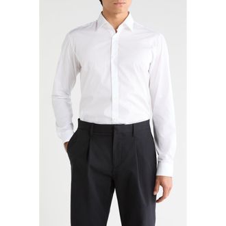 BOSS Valerio Solid Cotton Button-Up Shirt in Open White at Nordstrom Rack, Size 15.5
