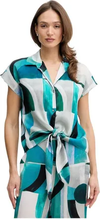 Joseph Ribkoff Overhemden, Dames, Veelkleurig, S, Polyester, Casual Abstract Short-Sleeve Shirt