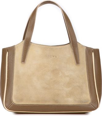 Loewe Pre-owned Womens Suede Panel Leather Trim Bag - Tan - One Size