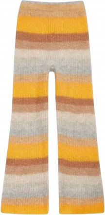 Something Navy Womens Wide Leg Striped Knitted Pants In Orange Combo