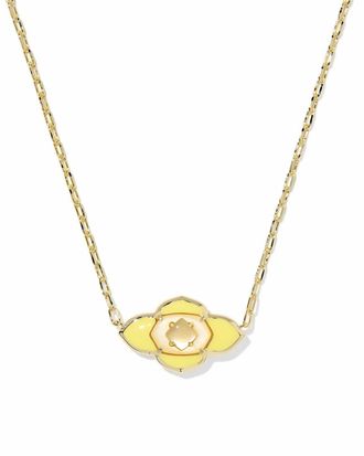 Kendra Scott Womens Abbie Medallion Short Pendant Necklace In Yellow Mix