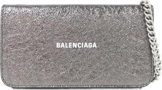 Balenciaga Black Dark Gray Leather Phone Wallet (Pre-Owned)