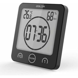 OEM Reloj De Pared Digital Para Ba&ntilde;o Con Alarma, Resistente A Salpicaduras, Pantalla T&aacute;ctil, Indicador De Temperatura Y Humedad, Orificio Para Colgar Con 