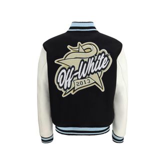 Off-white Mens Black Wool Oves Aries Bomber Clothing