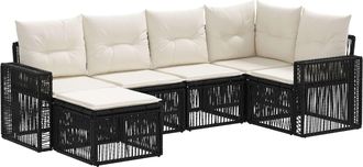 vidaXL Conjunto De Sof&aacute;s De Jard&iacute;n 6 Uds. Negro Y Blanco Crema Vidaxl