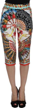 Dolce & Gabbana Majolica Sicily Zijden Capris - Dames - Chinos - Beige - 2XS - Broeken
