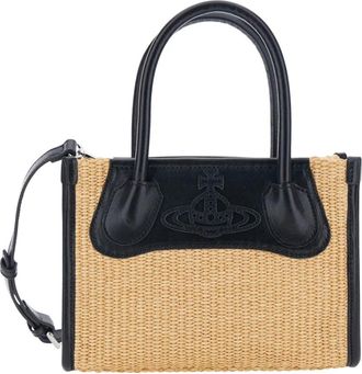 Vivienne Westwood Troy Small Tote Crossbody - Dames - Mini tas - Beige - ONE Size - Katoen - Tassen
