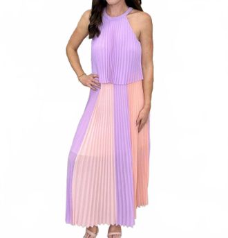 Skies Are Blue Clothing Sherbert Breeze Maxi Dress In Lavender/coral