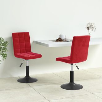 vidaXL Vidaxl - Sillas De Comedor Giratorias 2 Uds Terciopelo Rojo Vino Tinto