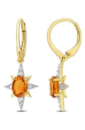 Delmar Madeira Citrine & White Topaz Star Hoop Earrings in Yellow at Nordstrom Rack