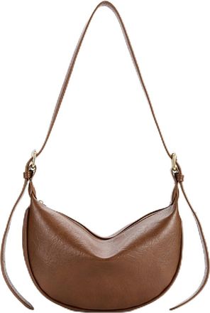 Generic Womens Shoulder Bag,PU Crossbody Bag,Versatile Underarm Bag,Adjustable Shoulder Strap Design,Smooth Zipper Closure,Applies to Work And School (Brown,2