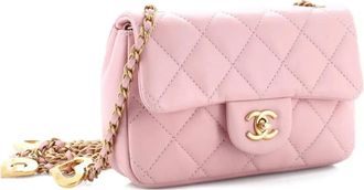 Chanel Sweet Heart Chain Flap Bag Quilted Lambskin Mini shoulder bag - Roze