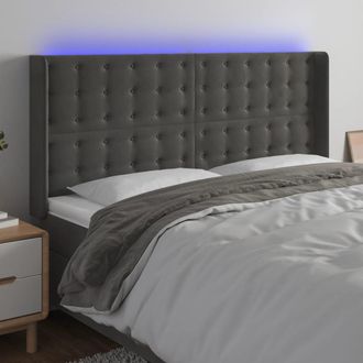 vidaXL Cabecero Con Led De Terciopelo Gris Oscuro 163x16x118/128 Cm Vidaxl