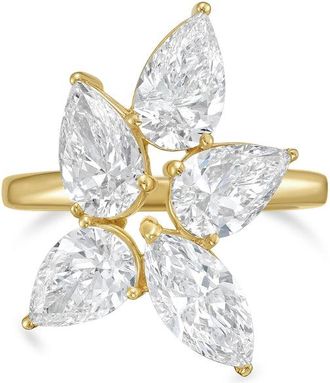 Diana M. Jewels 14kt Yellow Gold 4.00cts Lab Grown Pear and Marquise cut Diamond Cluster Ring