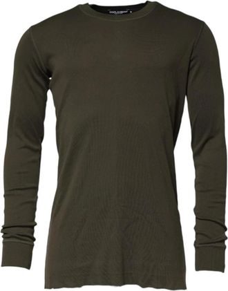 Dolce & Gabbana T-Shirts - Heren - Ronde hals truien - Groen - M - Truien & Vesten