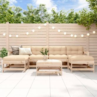 vidaXL Juego De Muebles De Jard&iacute;n 7 Piezas Madera Maciza De Pino Vidaxl