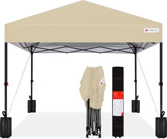 Best Choice Products 8x8ft Easy Setup Pop Up Canopy w/ 1-Button Setup, Wheeled Case, 4 Weight Bags