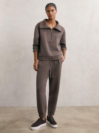 Reiss Taupe Brown Premium Interlock Tapered Joggers, S