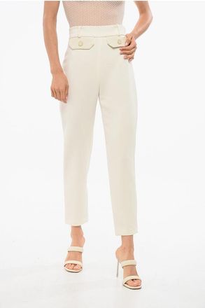 Elisabetta Franchi 4-Pocketed Pants with Eco-Leather Details size 40