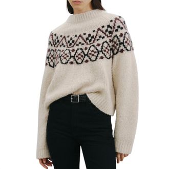 Nili Lotan Chrissy Cashmere Sweater In Beige Melange Fairisle