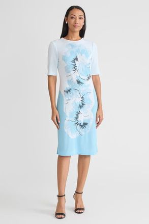 Ming Wang Bold Floral Jacquard Knit Sheath Dress in Serene/white/black at Nordstrom, Size X-Small P