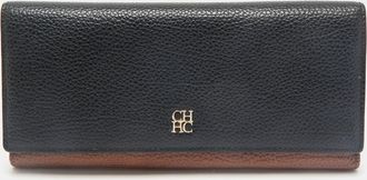 Carolina Herrera Black/brown Leather Long Trifold Wallet