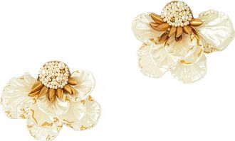 Deepa Gurnani Wally Flower Faux Pearl Drop Earrings in Gold at Nordstrom