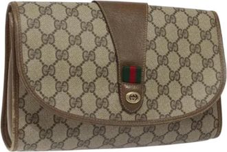Gucci Pre-owned Leather clutches - Dames - Vintage Clutch - Beige - ONE Size - Leer - Vintage