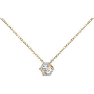 House of Brilliance 14K Yellow Gold Plated Sterling Silver 3/8 Cttw Lab Grown Diamond Hex Halo Pendant Necklace in Yellow Gold Over Silver at Nordstrom