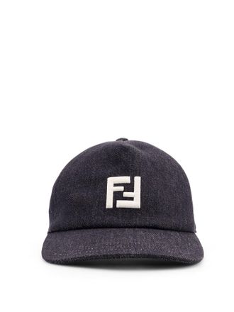 Fendi Denim Baseball Hat With Logo Embroidery-Uomo