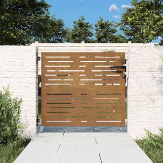 Berkfield Home Garden Gate 85x75 cm Corten Steel Square Design in Brown