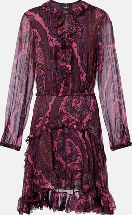 Etro Paisley ruffled silk minidress
