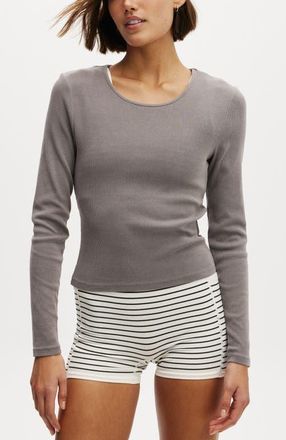 Cotton On Active Core Rib Longsleeve in Washed Desert Grey at Nordstrom, Size Small