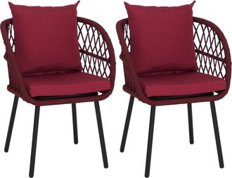 Hhg [nunca Usado] Juego De 2 Sillas De Jard&iacute;n Hhg-393, Sillones De Jard&iacute;n Con Reposabrazos, Estructura De Aluminio Con Trenzado De Cuerda Rope, Estructura
