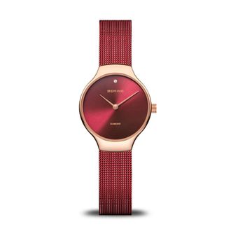 Bering Dameshorloge Charity 26 mm Armband Milanees 13326-Charity - Dames - Horloges - Rood - ONE Size - Accessoires