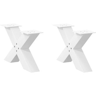 vidaXL Patas Para Mesa De Centro En Forma De X (2 Unidades), Color Blanco, 60 X (30-31) Cm, Acero Vidaxl