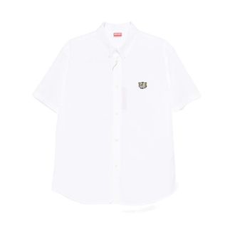 Kenzo Short Sleeve Shirt - Heren - Korte mouwen Overhemden - Wit - L - Nylon - Overhemden