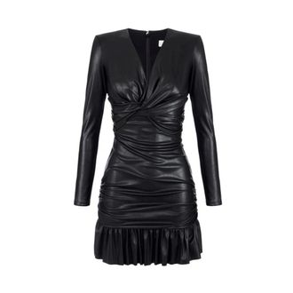Elisabetta Franchi Mini Jurk - Dames - Feestkleedjes - Zwart - S - Leer - Kleedjes