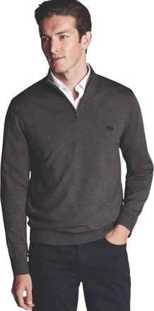 CHARLES TYRWHITT New York Jets Merino Zip Neck Sweater in Grey at Nordstrom, Size Xx-Large