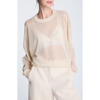 Kenneth Cole Sheer Crewneck Sweatshirt in Oyster at Nordstrom, Size Medium