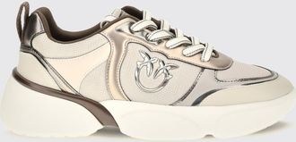 Pinko Alba Leather and Mesh Sneakers with Love Birds Logo and Monogram Pattern