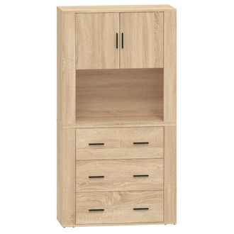 vidaXL Aparador Alto Madera Contrachapada Color Roble Vidaxl
